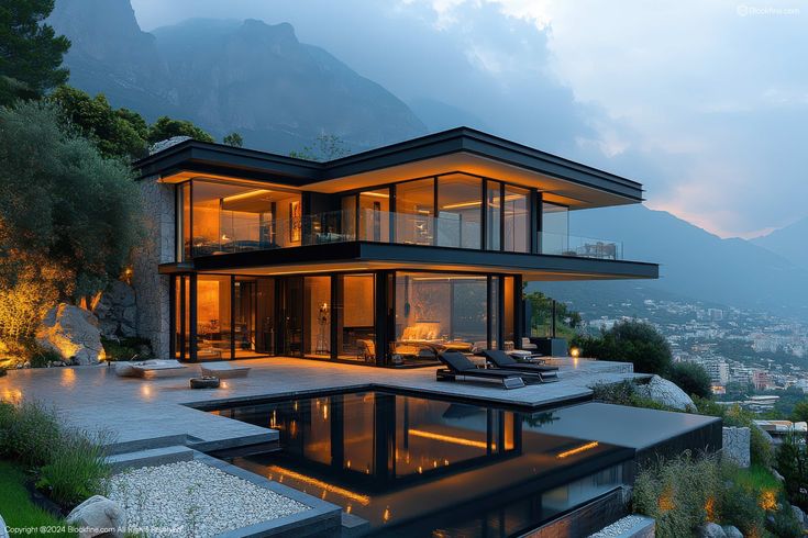 natures reflection style hillside glass villa collection ai villa